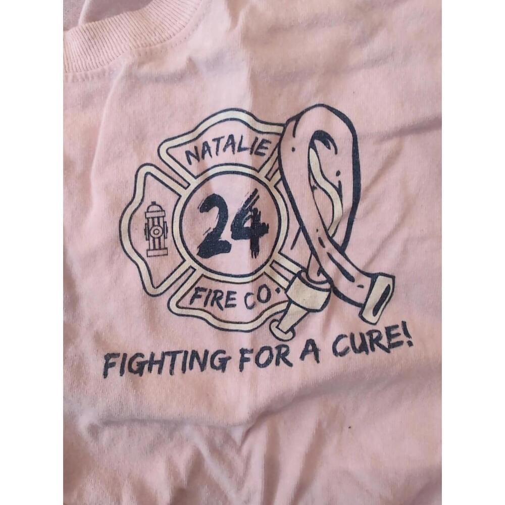 Large Long Sleeve Fire Dept Breast Cancer Awareness Shirt - Picture 2 of 3